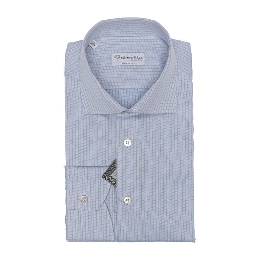 690$ LUXURY GERLIN Shirt Light Blue ALUMO Jacquard Cotton 4N ZILLI