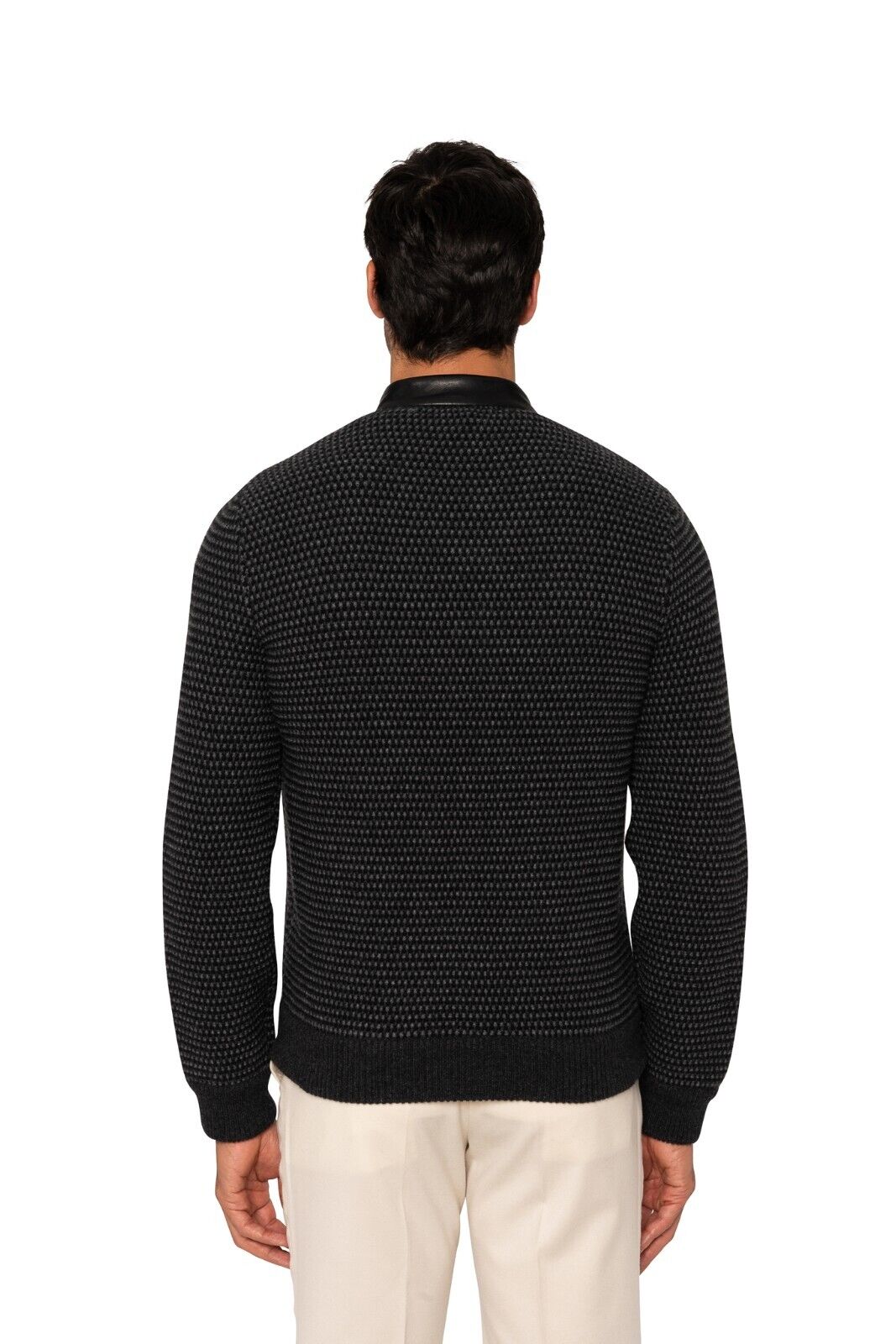 $2500 MANRICO CASHMERE Gray Cardigan Zip Thick 100% Cashmere / Lambskin Size S