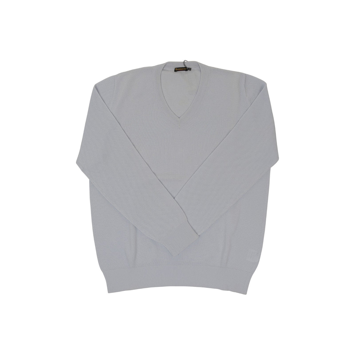 420$ RUBINACCI NAPOLI Ice Blue Sweater V-Neck Knit Cotton