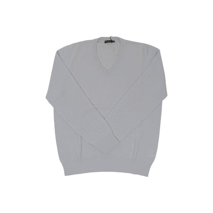 420$ RUBINACCI NAPOLI Ice Blue Sweater V-Neck Knit Cotton