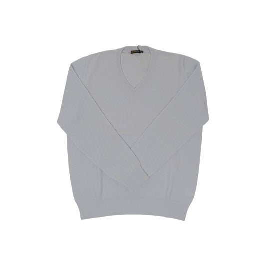 420$ RUBINACCI NAPOLI Ice Blue Sweater V-Neck Knit Cotton