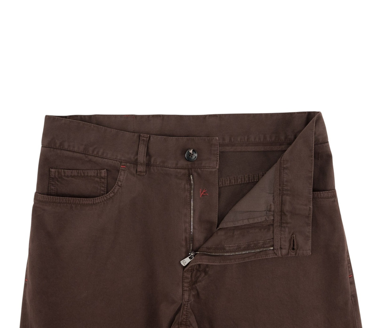 850$ ISAIA NAPOLI "Chiaia" Brown Chino Sport Pant Cotton  Cashmere - Leather Tag