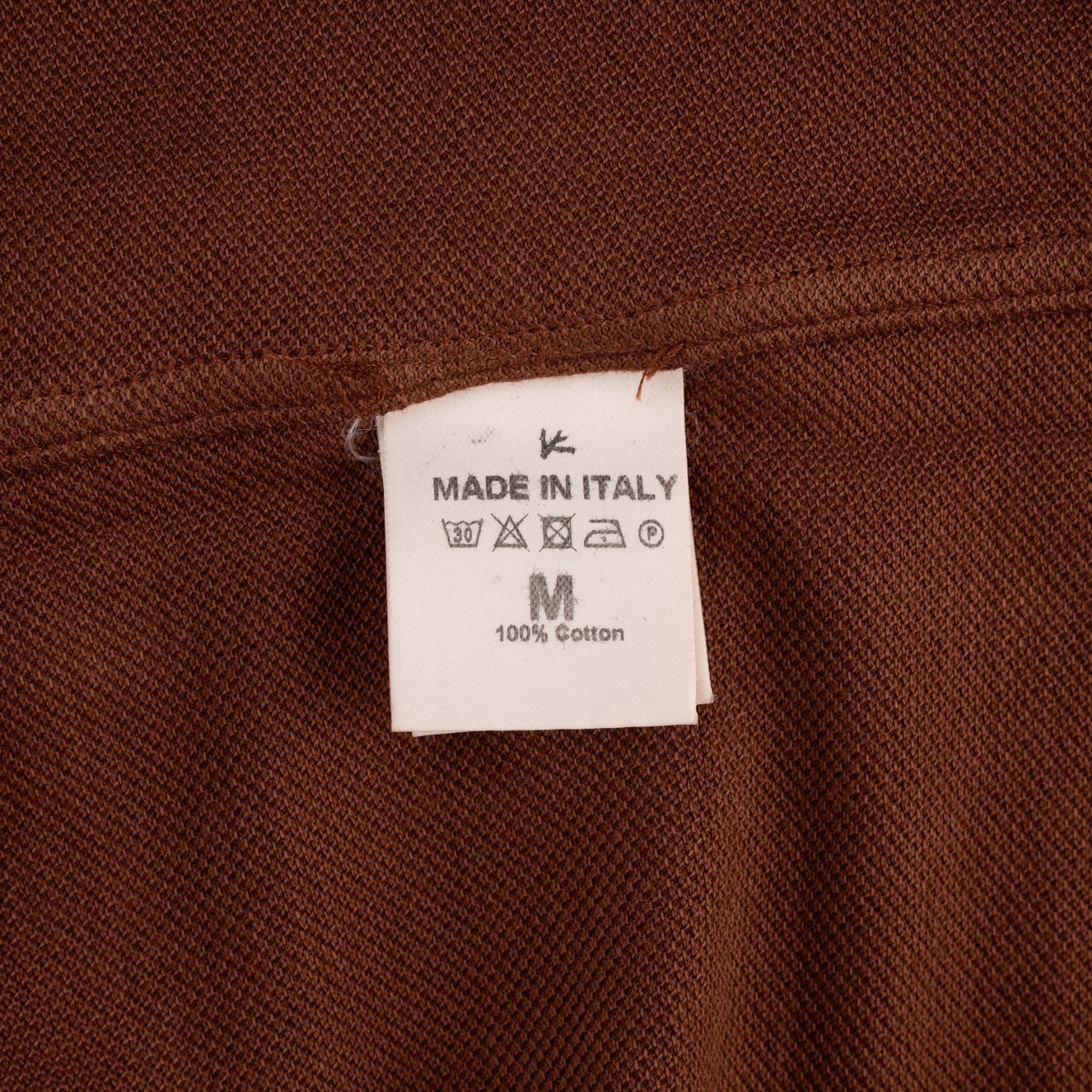 575$ ISAIA NAPOLI Garment Dyed Cotton Piquet Short Sleeve Polo Brown Size M