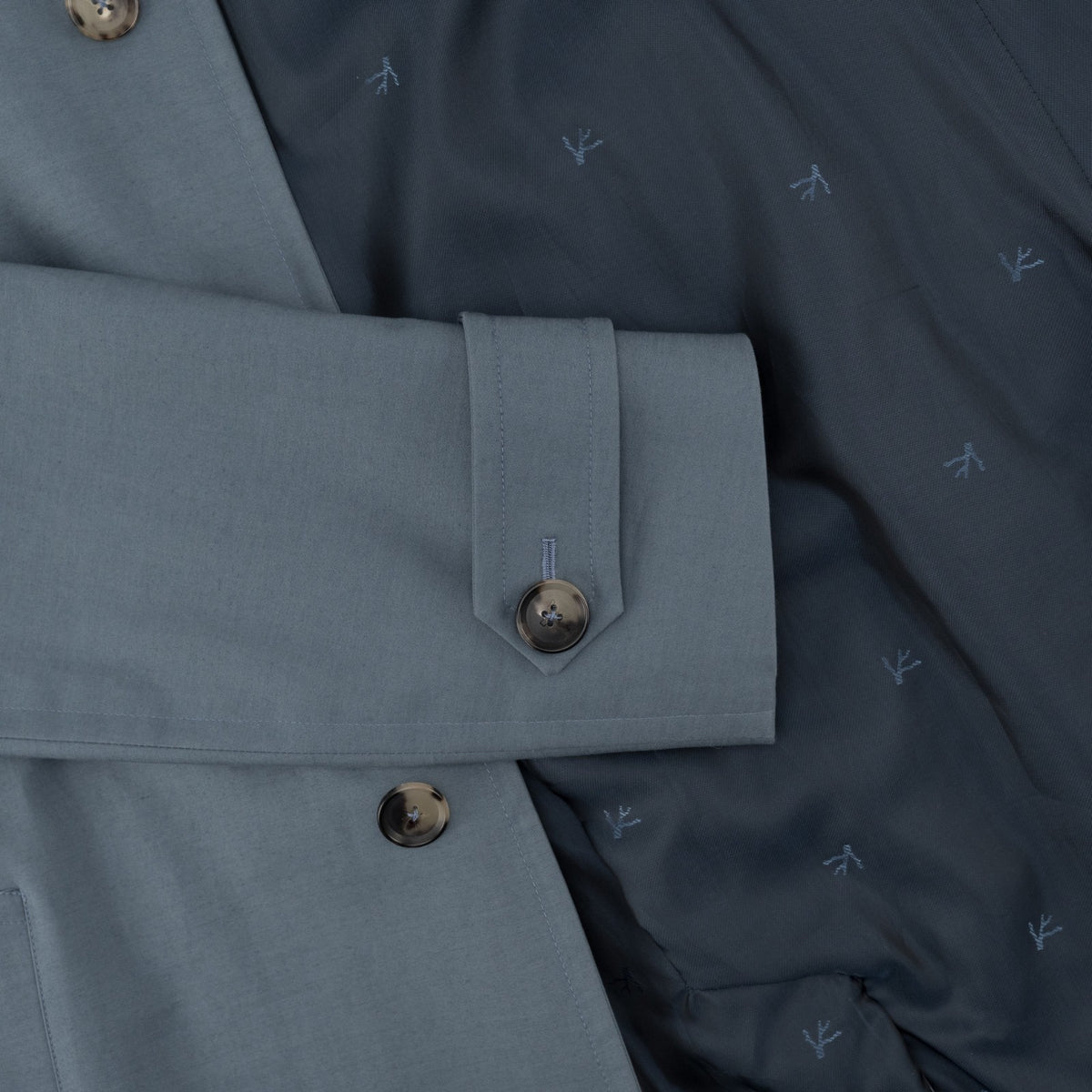$3995 ISAIA NAPOLI Slate Blue Trench Coat Hand-Sewn Cotton 38 US / 48 EU