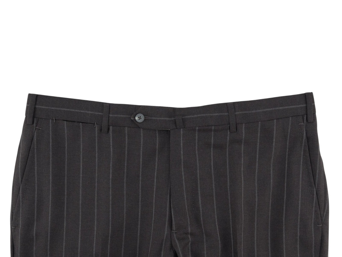 $6850 ISAIA NAPOLI "Gregorio" Dark Gray Suit Hand-Sewn Fine Wool Striped