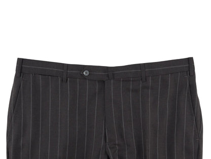 $6850 ISAIA NAPOLI "Gregorio" Dark Gray Suit Hand-Sewn Fine Wool Striped
