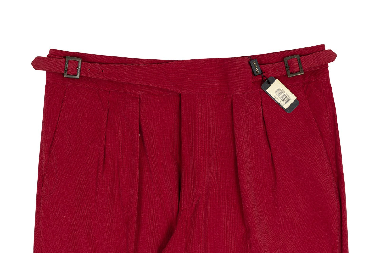 625$ RUBINACCI NAPOLI "Manny" Red Corduroy Cotton High Rise Trouser Pant Gurkha