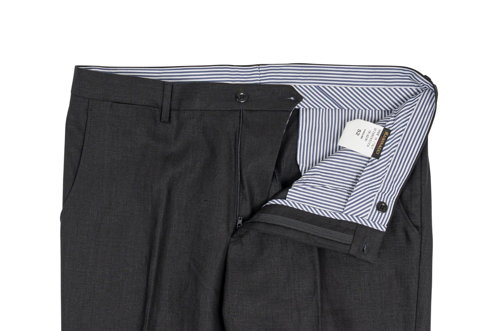 670$ RUBINACCI NAPOLI "Luca" Black 100% Linen Dress Pant 36 US / 52 EU