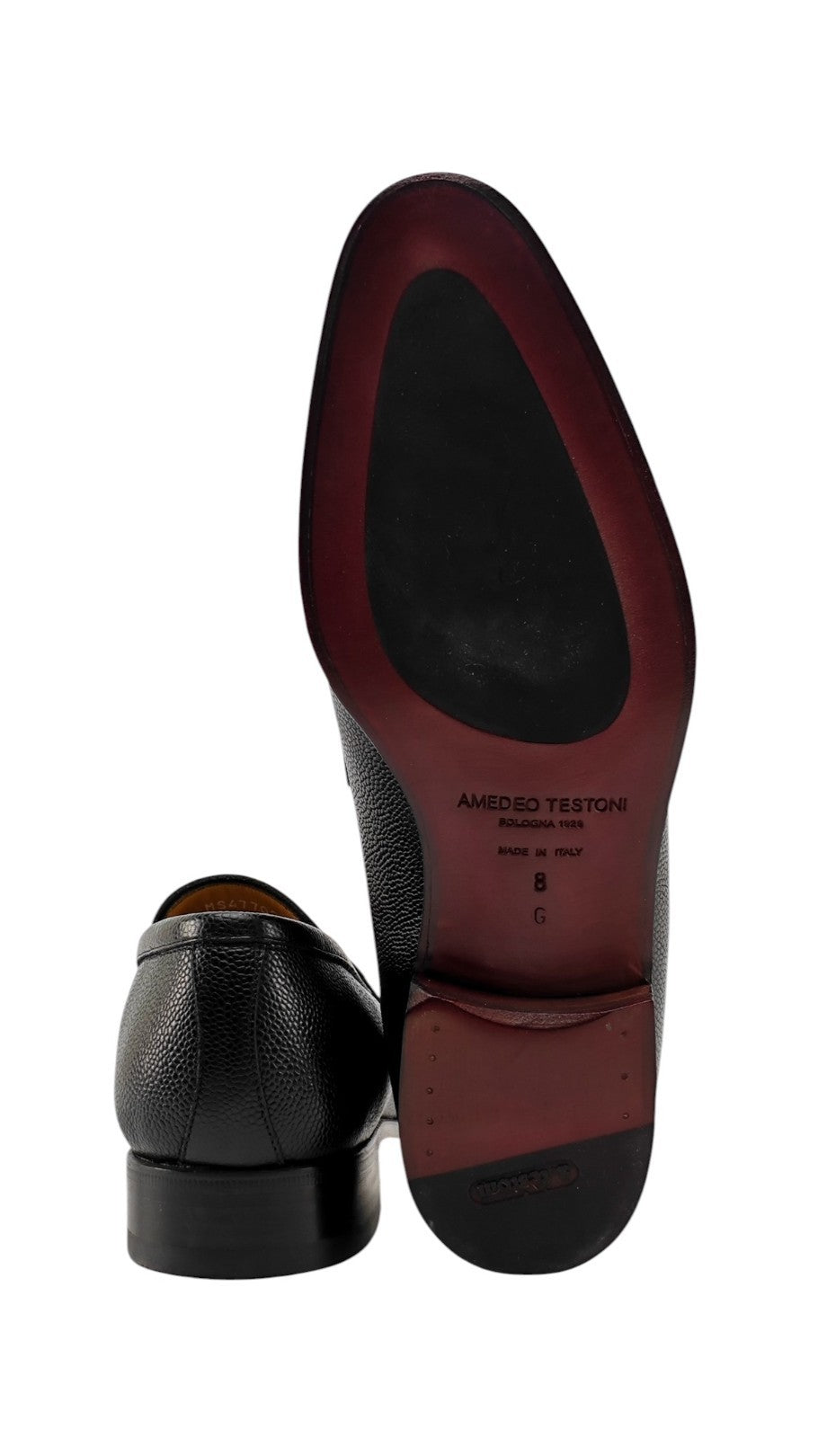 1200$ TESTONI Penny Loafer Shoes Micro Grain Calf Black 8 UK / 9 US / 42 IT
