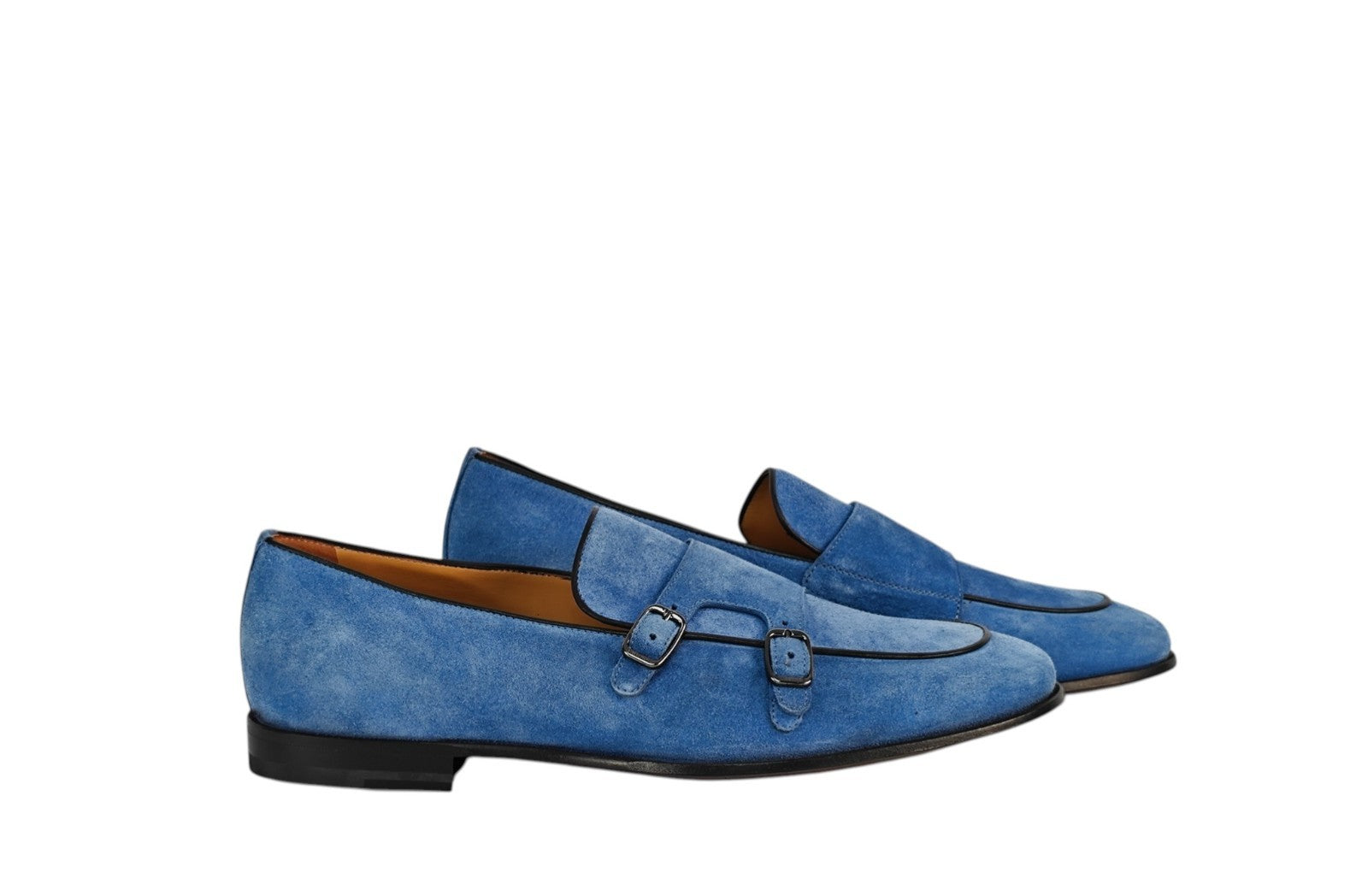 1250$ TESTONI "Portonovo" Blue Loafer Monk Shoes Suede 8 UK / 9 US / 42 IT