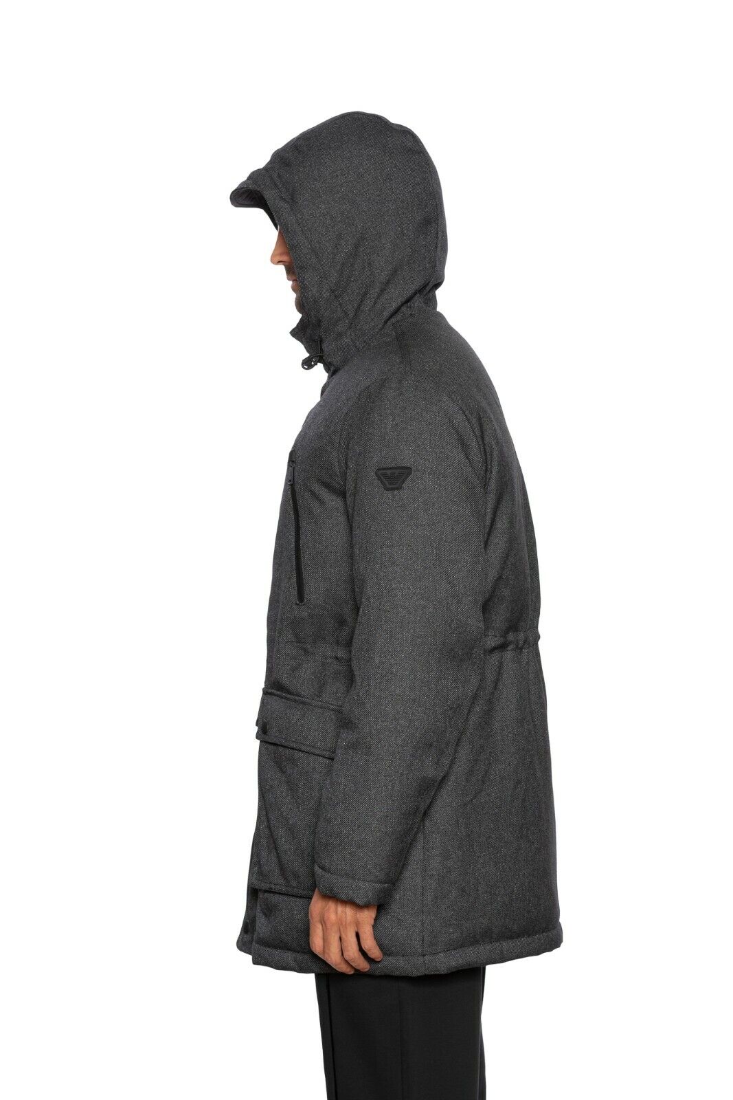 950$ EMPORIO ARMANI Polar Parka Coat Puffer Real Down Dark Grey 40 US / 50 EU