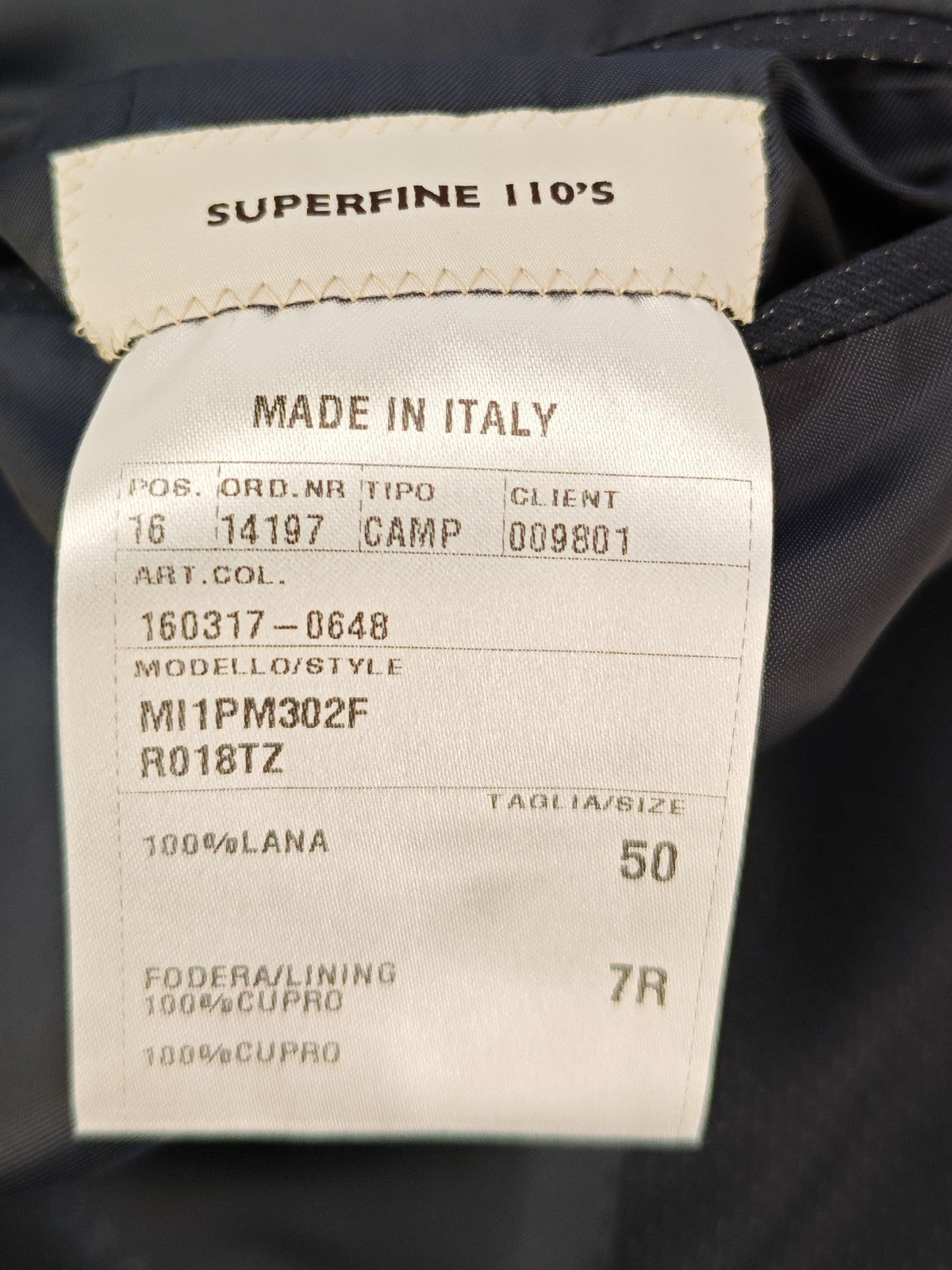 1800$ RAFFAELE CARUSO Blue Navy Suit Super 110s Wool Micro Pattern  40 US 50 IT