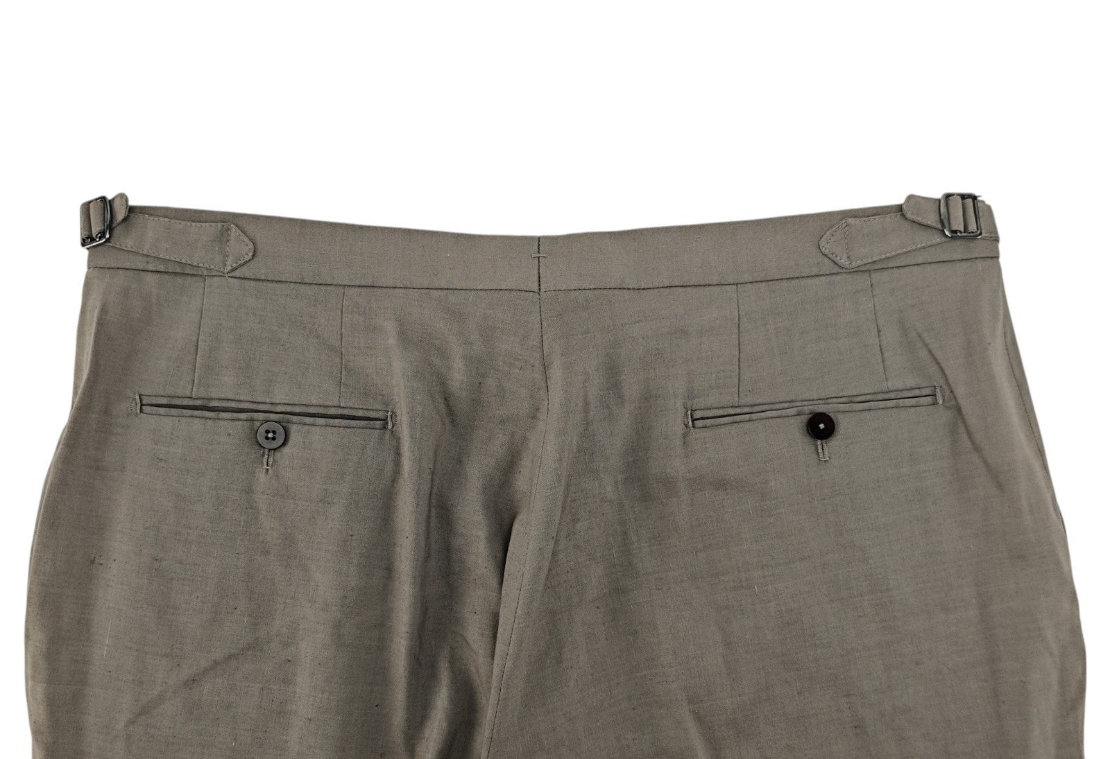 1550$ ISAIA Hand-Sewn Tapered Dress Pant Wool Linen Dove Gray 40 US / 56 EU