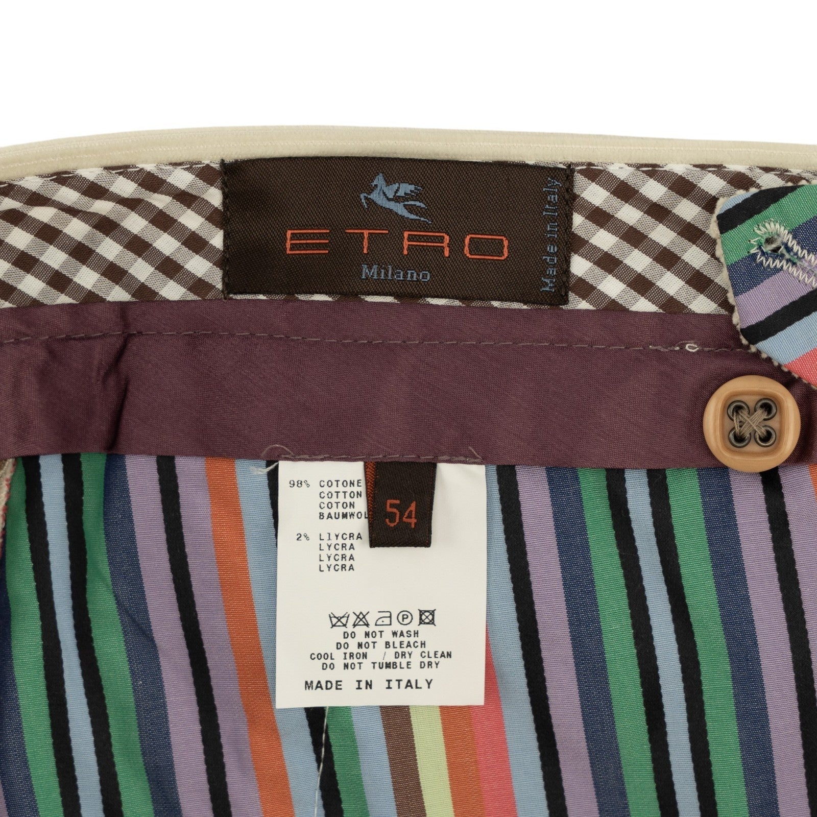 780$ ETRO MILANO Sand Corduroy Cotton Pant Straight Leg - Made in Italy