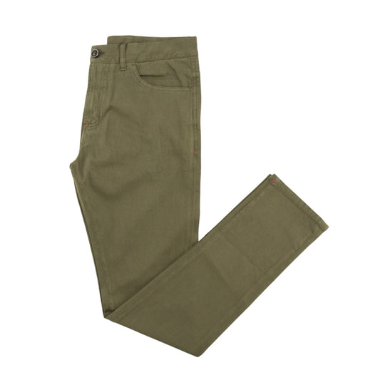 850$ ISAIA NAPOLI Green Army Chino Pant Cashmere Cotton Regular Fit 32 US  48 EU
