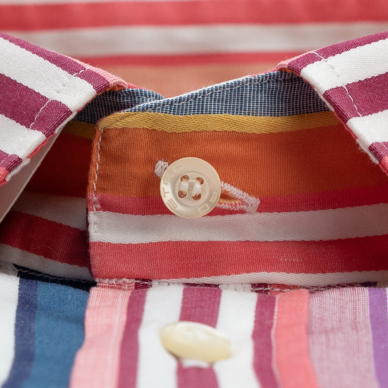 500$ ETRO MILANO Shirt Striped Multicolor Spread Collar 100% Cotton Size L