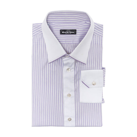690$ LUXURY GERLIN Shirt Striped Lilac Jacquard Cotton 16 - 41   5H BIJAN