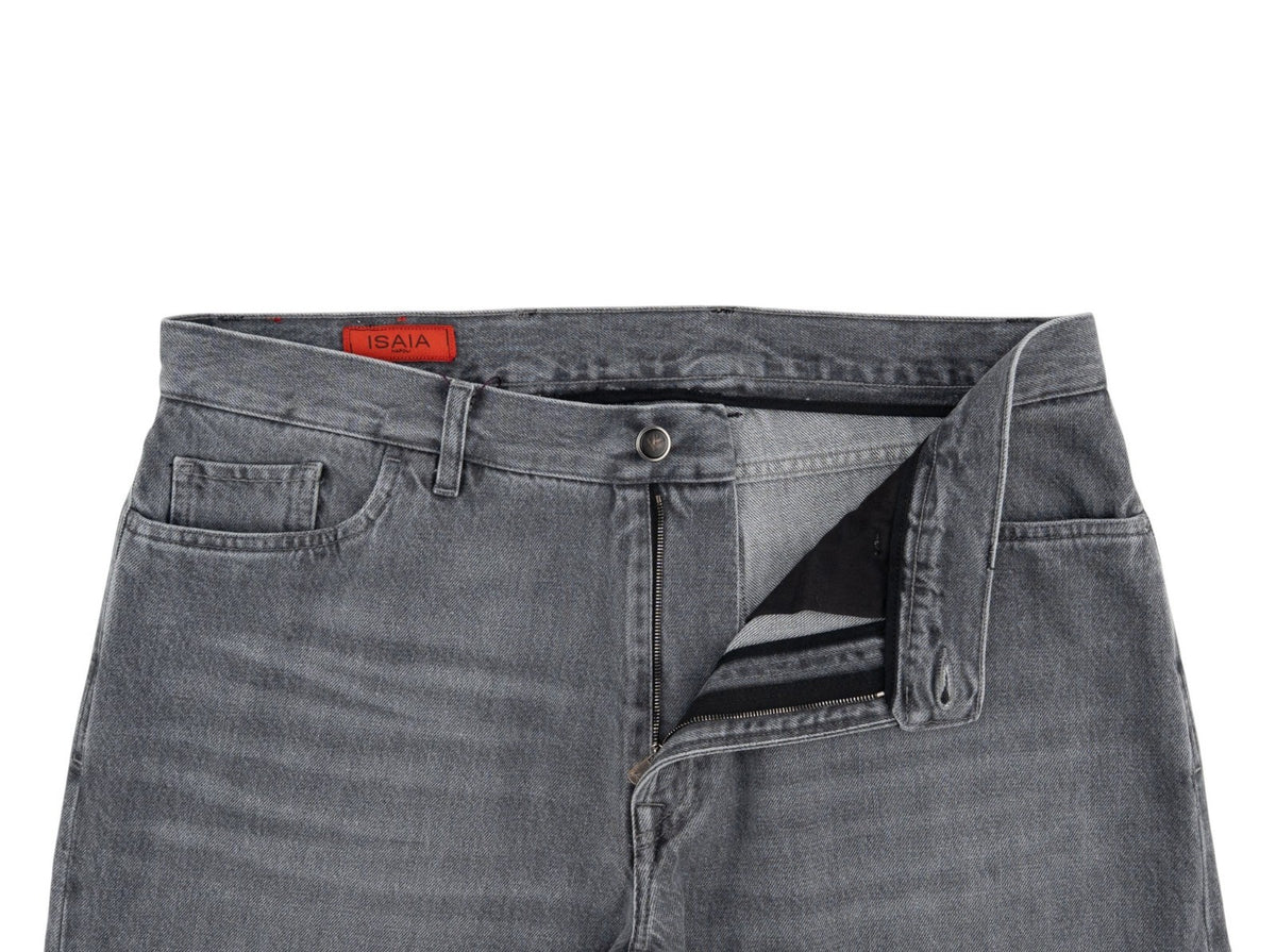 795$ ISAIA Gray Denim Jeans 5 Pocket Pant Cotton 38 US/54 EU Regular Fit