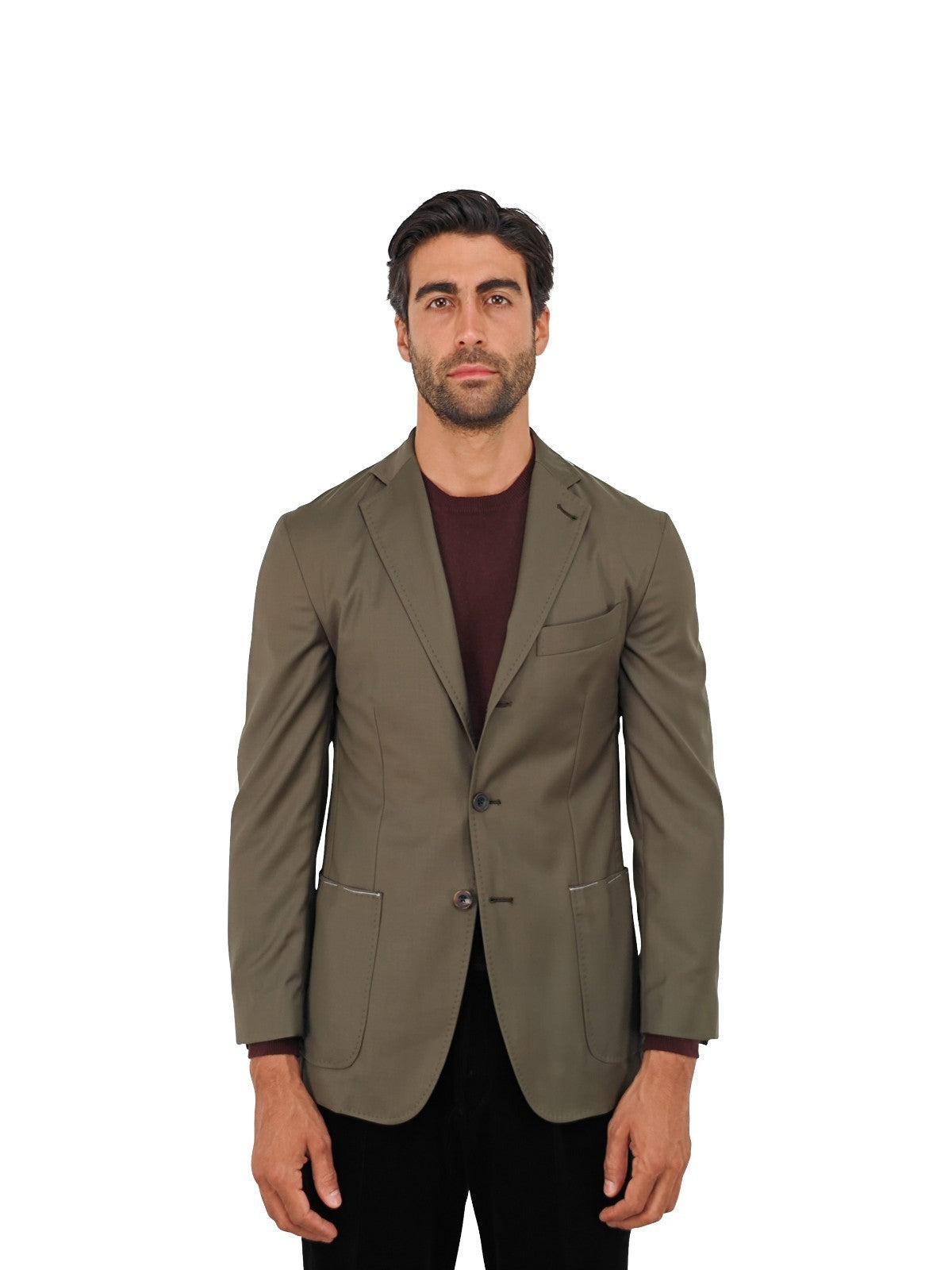 $1650 RUBINACCI Olive Green Deconstructed Jacket Sport Coat Wool 36 US / 46 EU