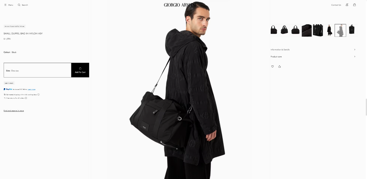 $1995 GIORGIO ARMANI Black Label LARGE Duffle Bag Travel + Mini Shopper Bag