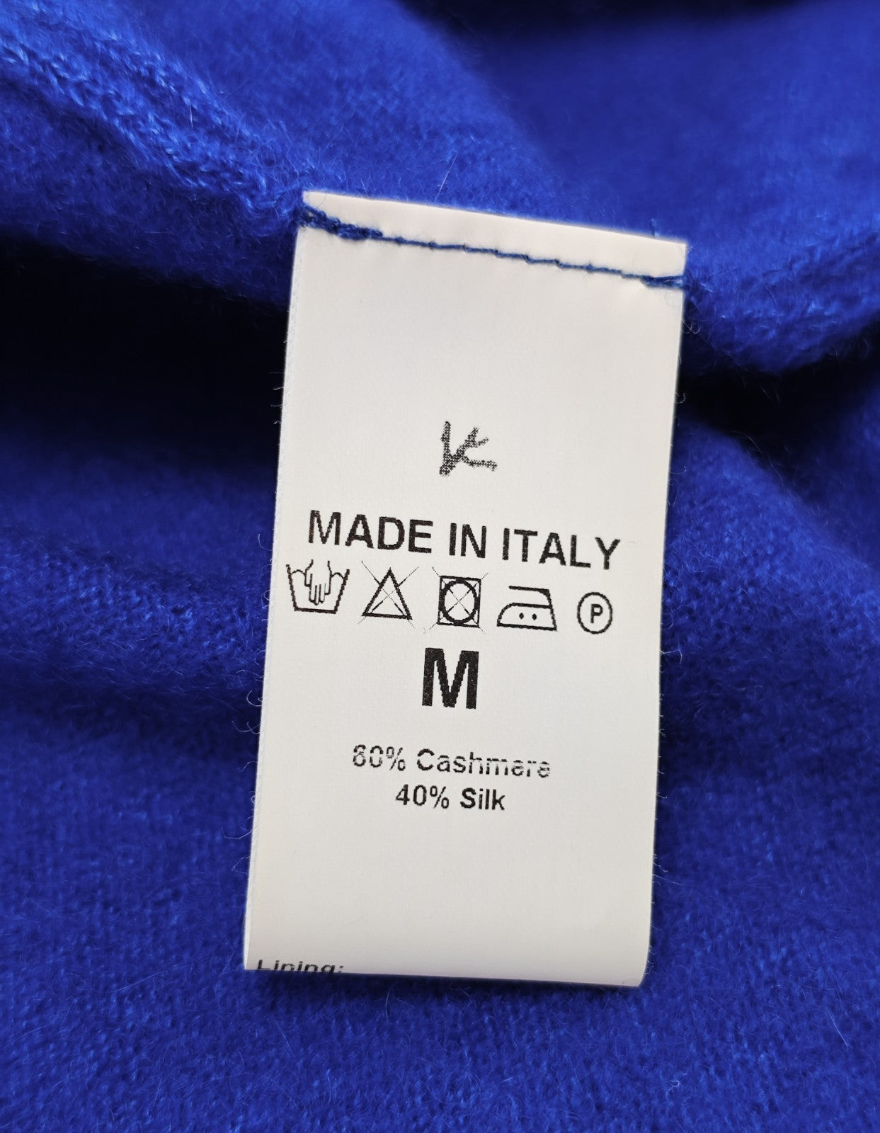1825$ ISAIA NAPOLI Electric Blue Crewneck Sweater Knit Cashmere - Silk Size M