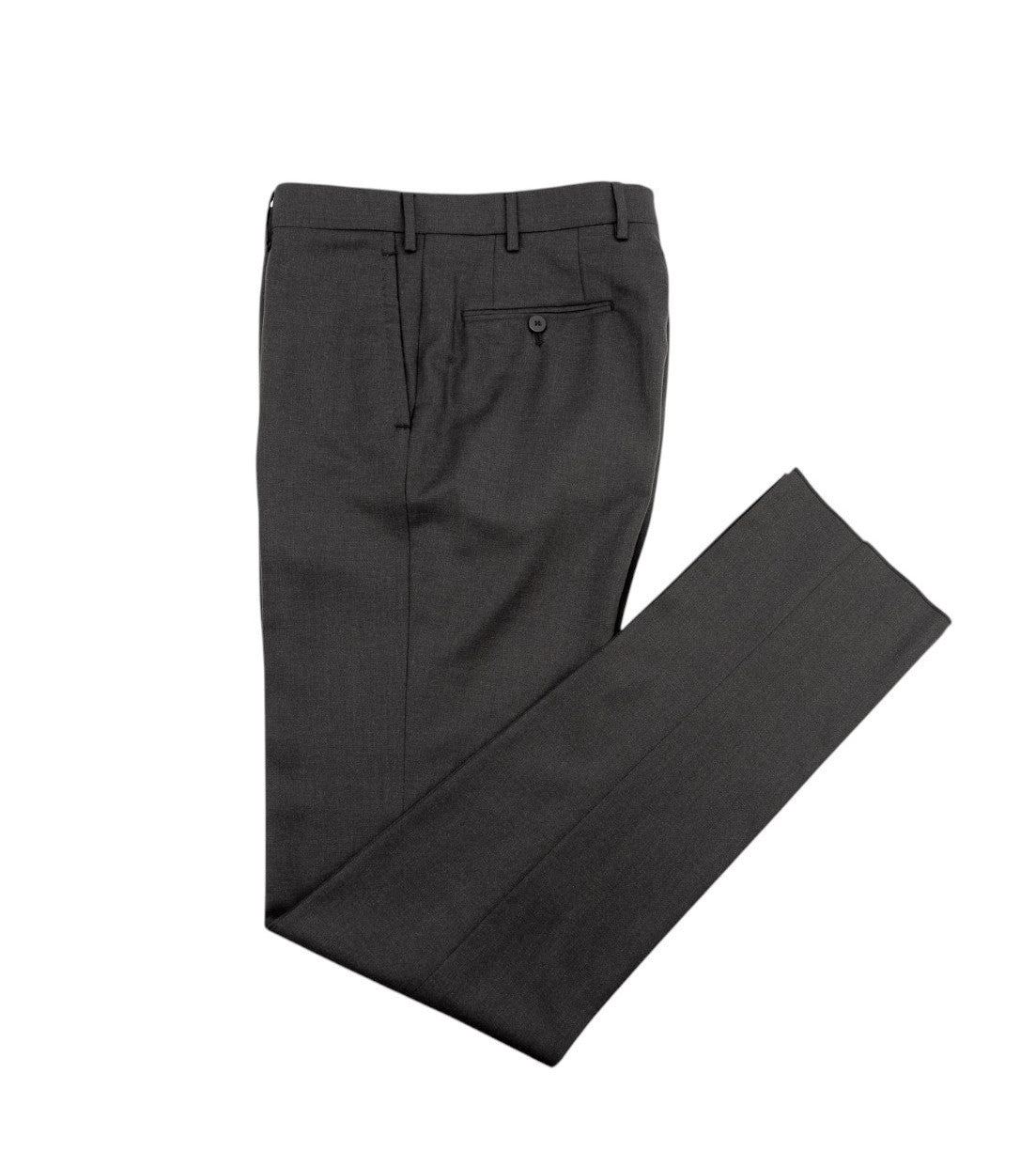 1690$ ISAIA Hand-Sewn Tapered Dress Pant Fine Wool 150's Dark Gray 38 US / 54 EU
