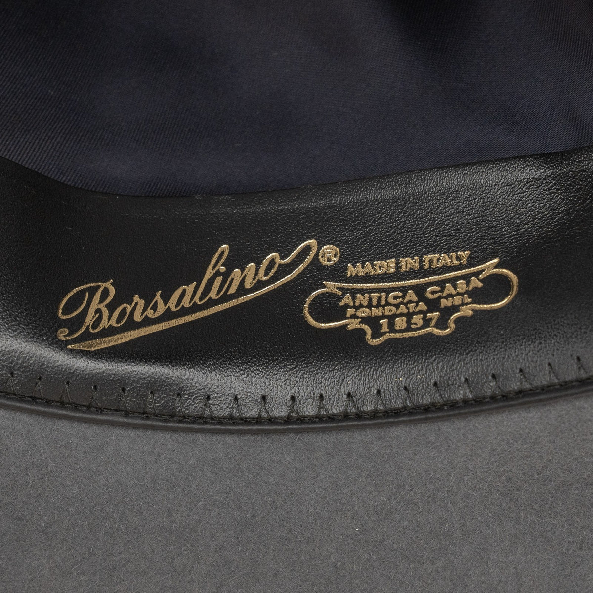 $475 BORSALINO Fedora Hat Gray Alessandria Felt +Leather Handmade in Italy Sz L