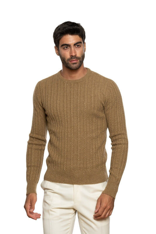 $1100 FEDELI CASHMERE Brown Sweater Thick 100% Cashmere Cable Knit 40 US / 50 EU