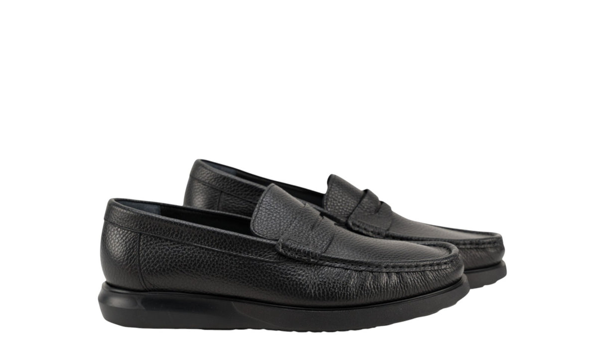 1250$ TESTONI Penny Loafer Shoes Karibu Calf Black 8 UK / 9 US / 42 IT