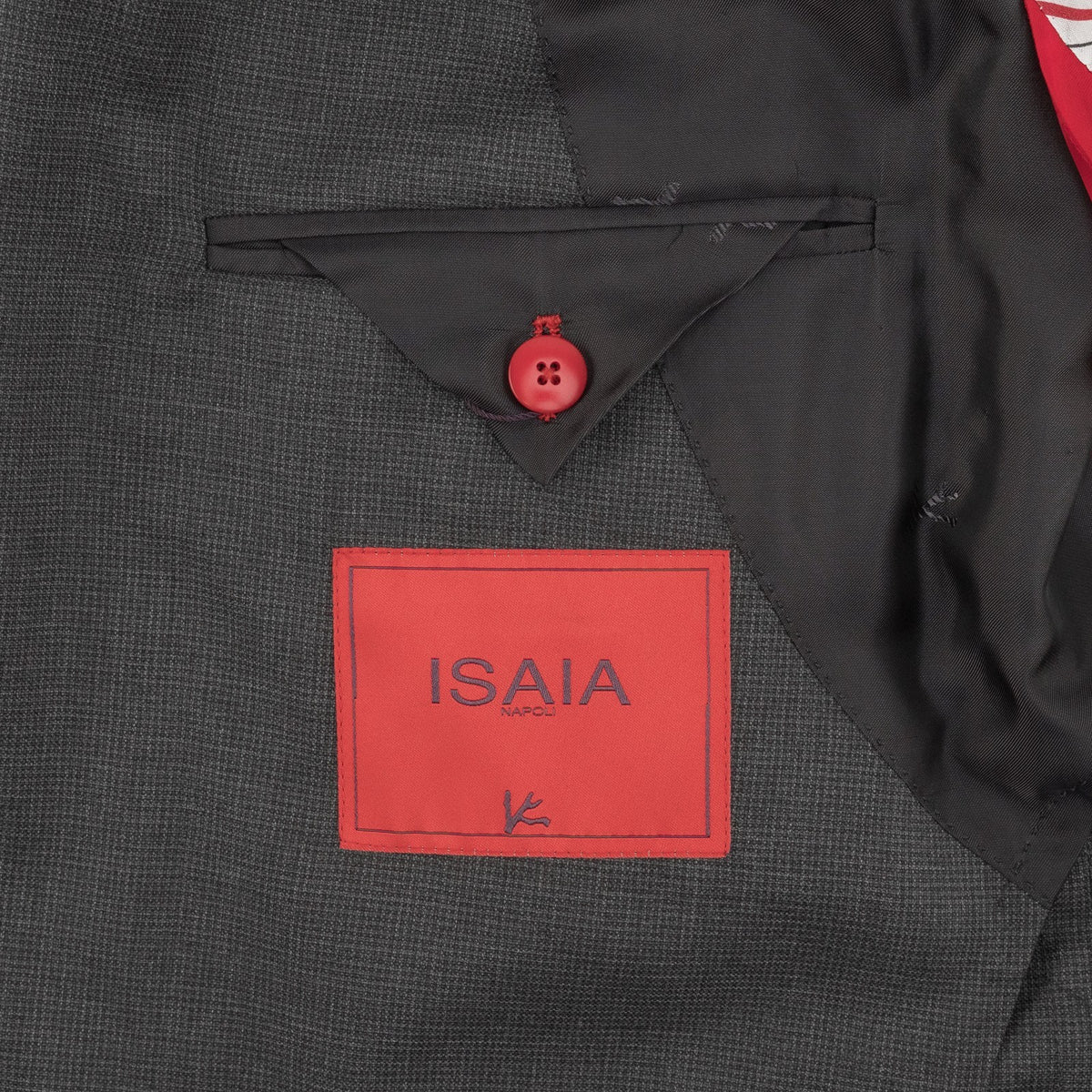 $6550 ISAIA NAPOLI "Capri" Charcoal Gray Suit Hand-Sewn Fine Wool Micro Checks