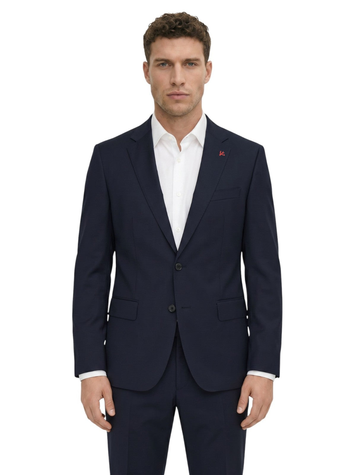 $7120 ISAIA NAPOLI Sanita "Aquaspider" Blue Navy Solid Hand-Sewn Suit Wool 8L