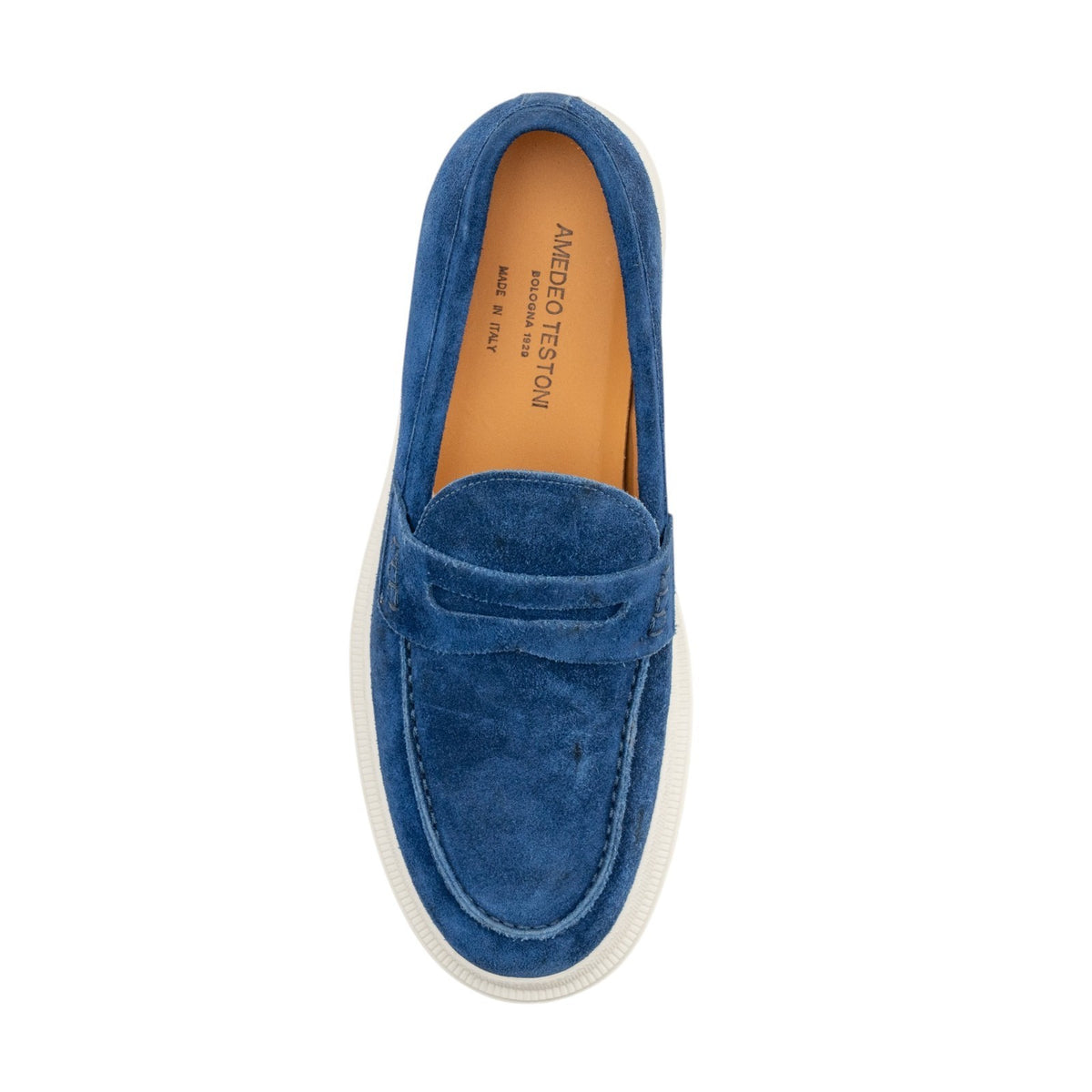1050$ TESTONI "Mantova" Penny Loafer Sneaker Suede Sea 8 UK  / 10 US / 42 IT