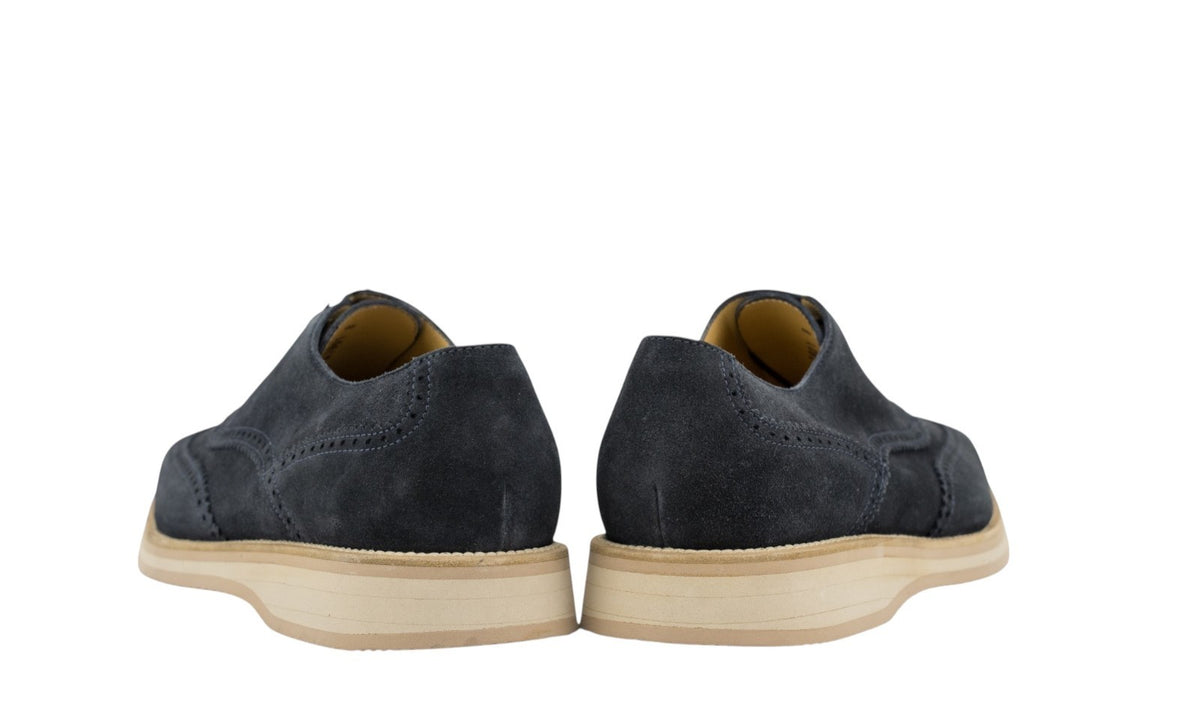 960$ TESTONI "Bolgheri" Oxford Shoes Eco Suede Navy 8 UK  9 US  42 IT