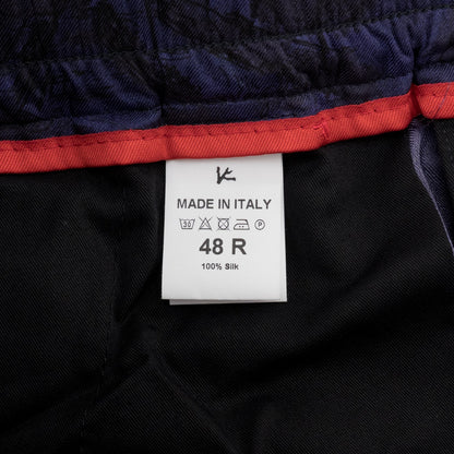 1390$ ISAIA "CAPRI" Dark Blue Drawstring Pant 100% Silk Relaxed Fit 32 US/48 EU
