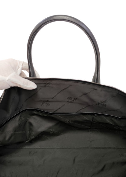 1950$ PINEIDER FIRENZE "Bottolato" Grain Calf Shoulder Travel Duffle Bag Black