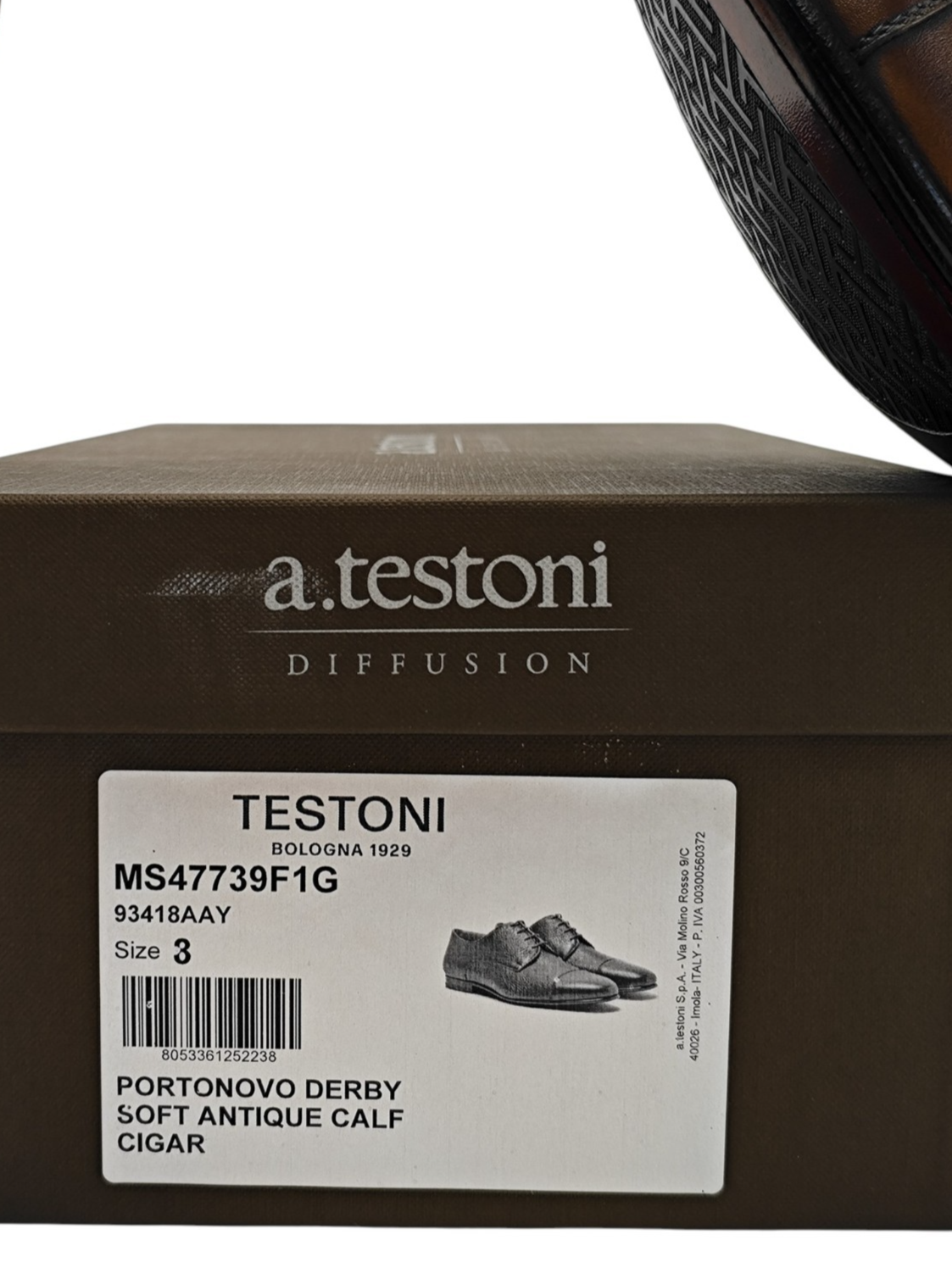 1150$ TESTONI "Portonovo" Derby Shoes Antique Calf Brown 8 UK / 9 US / 42 IT