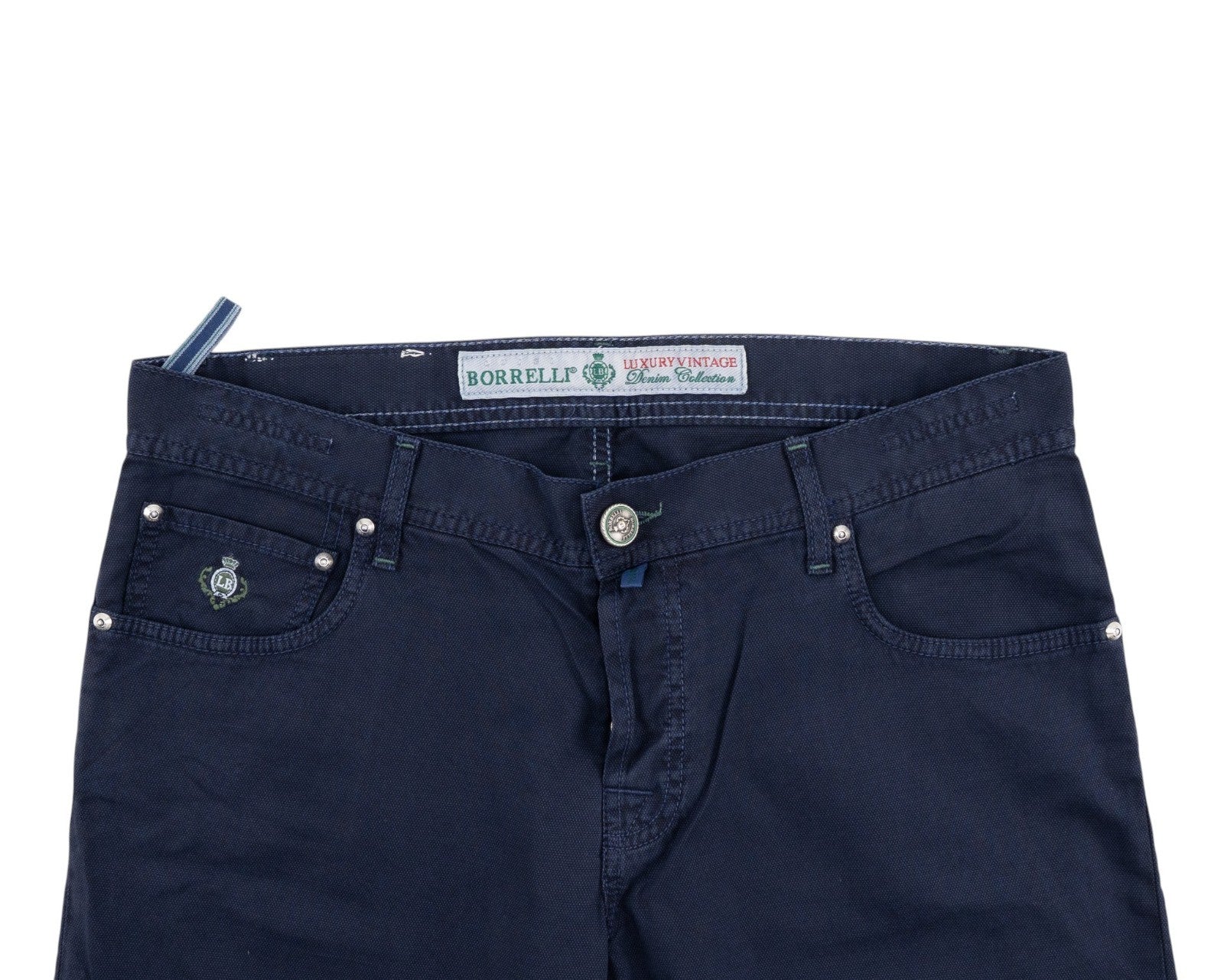 415$ LUIGI BORRELLI NAPOLI Blue Navy Denim Jeans Pant Cotton 35 US / 51  EU