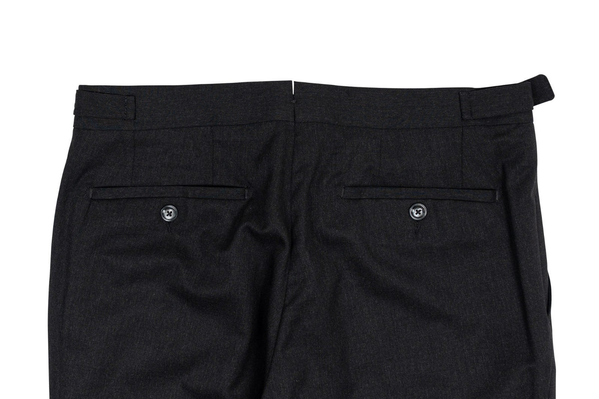 670$ RUBINACCI NAPOLI Charcoal Worsted Wool Dress Pant Handmade in Napoli