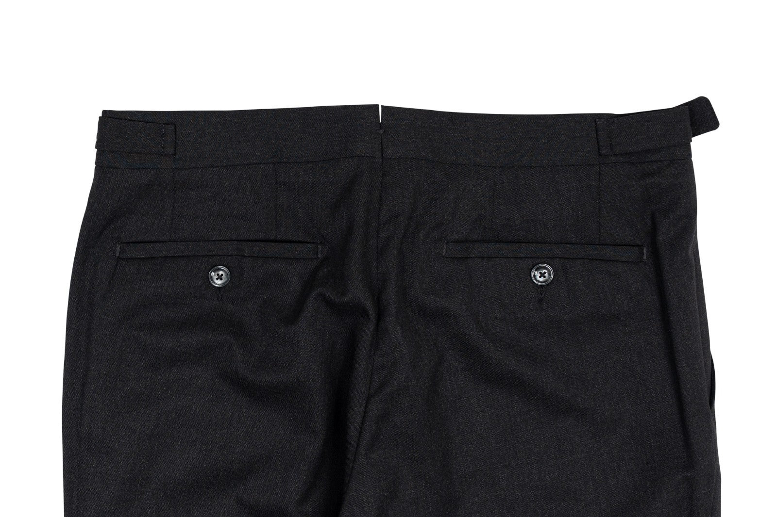 670$ RUBINACCI NAPOLI Charcoal Worsted Wool Dress Pant Handmade in Napoli