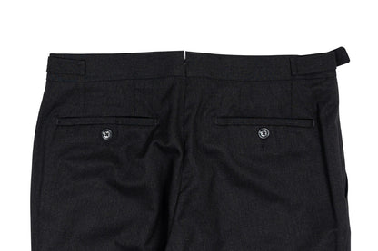 670$ RUBINACCI NAPOLI Charcoal Worsted Wool Dress Pant Handmade in Napoli