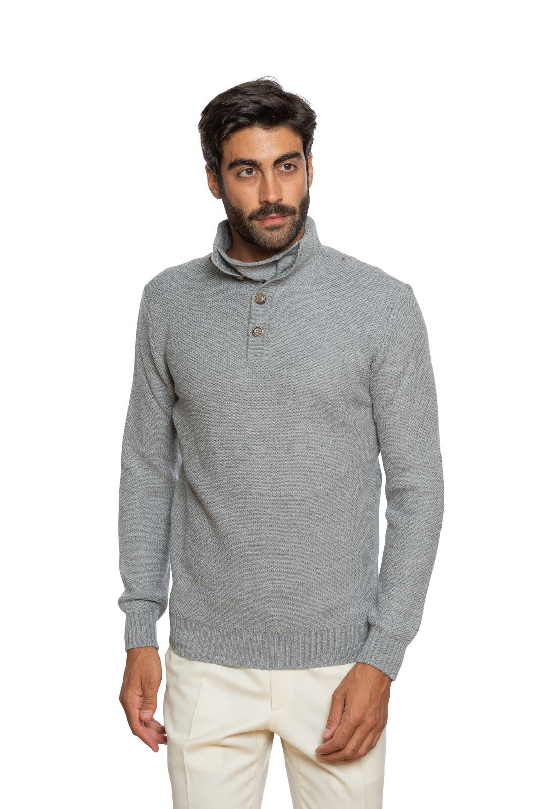 490$ DELLA CIANA CASHMERE Sweater Turtleneck Merinos Wool Gray 40 US / 50 EU