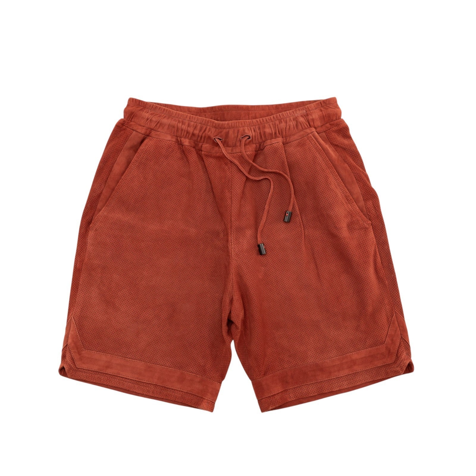 2950$ ISAIA Terracotta Drawstring Short Pant Perforated Lambskin 32 US / 48 EU