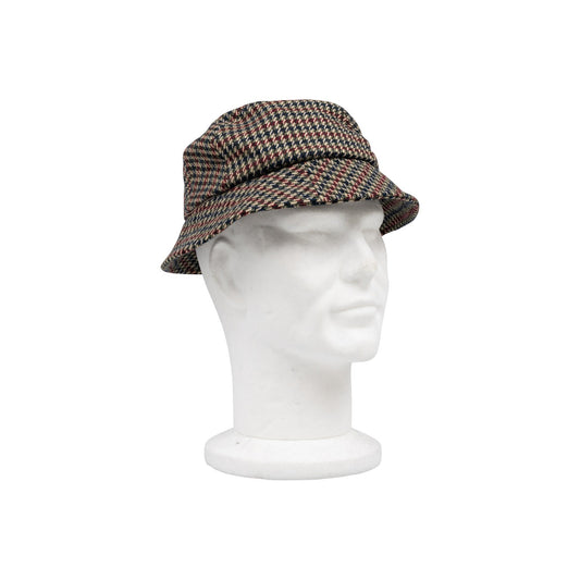 250$ RUBINACCI NAPOLI Blue Red Green Made in England Wool Houndstooth Bucket Hat