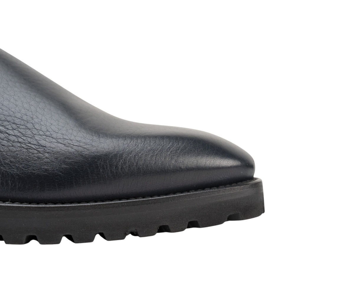 1200$ TESTONI Low Boot Slip On Zip Shoes Deer Navy 8 UK / 9 US / 42 IT