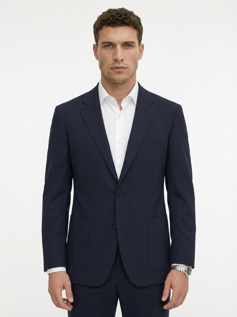 1600$ RAFFAELE CARUSO Navy Superfine 130’s Wool Sport Coat 3/2 Roll  42 US 52 IT