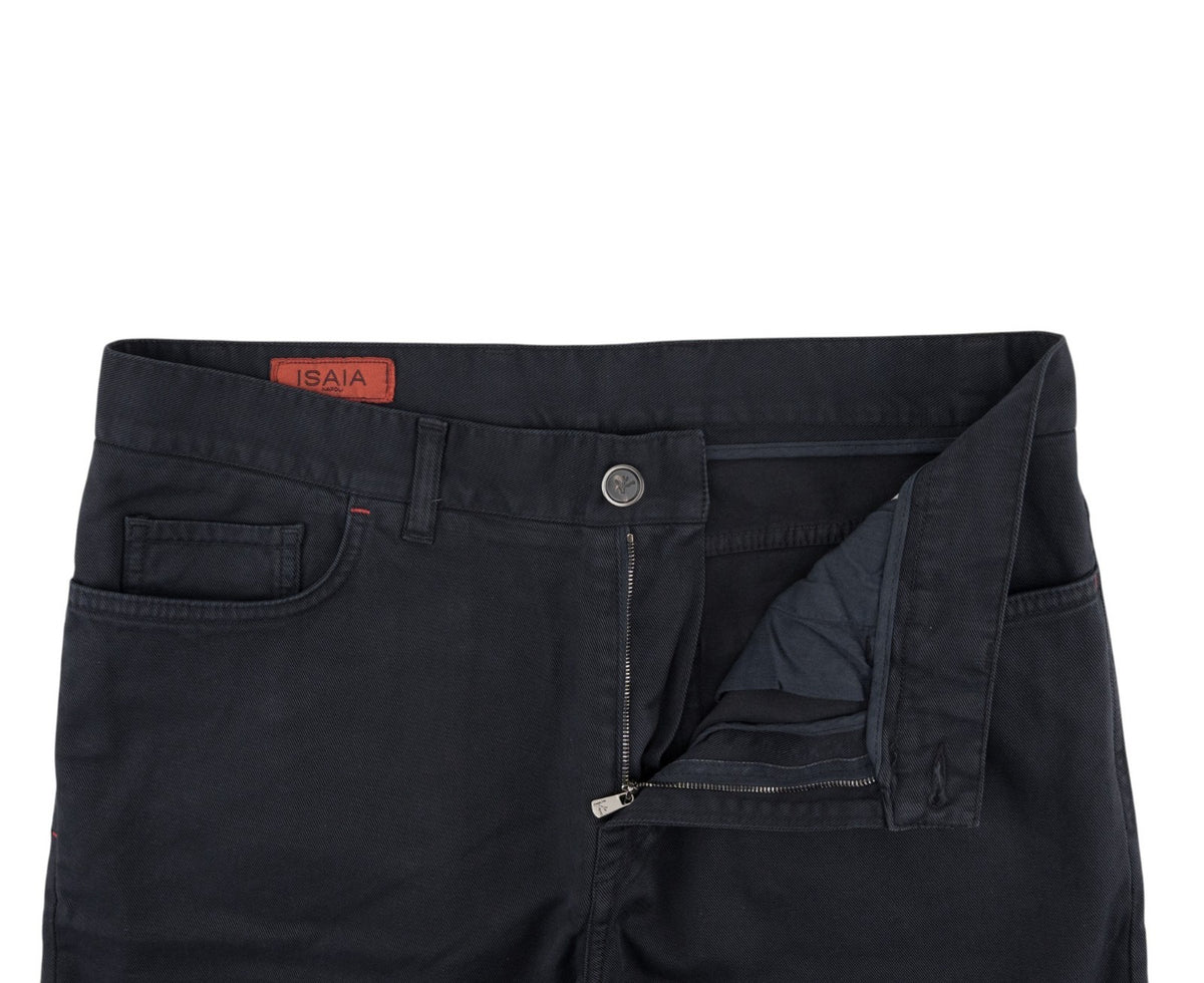 690$ ISAIA NAPOLI Blue Navy 5 Pockets Trousers Pant Cotton 34 US / 50 EU