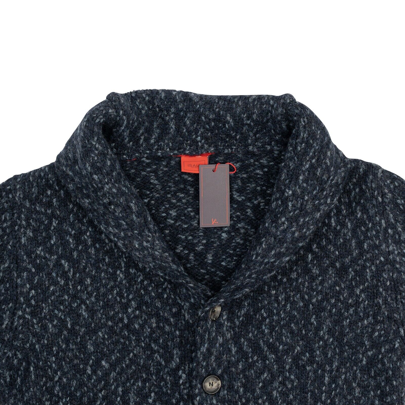 1450$ ISAIA NAPOLI Blue Cardigan Sweater Thick Mouline Alpaca / Wool Size M