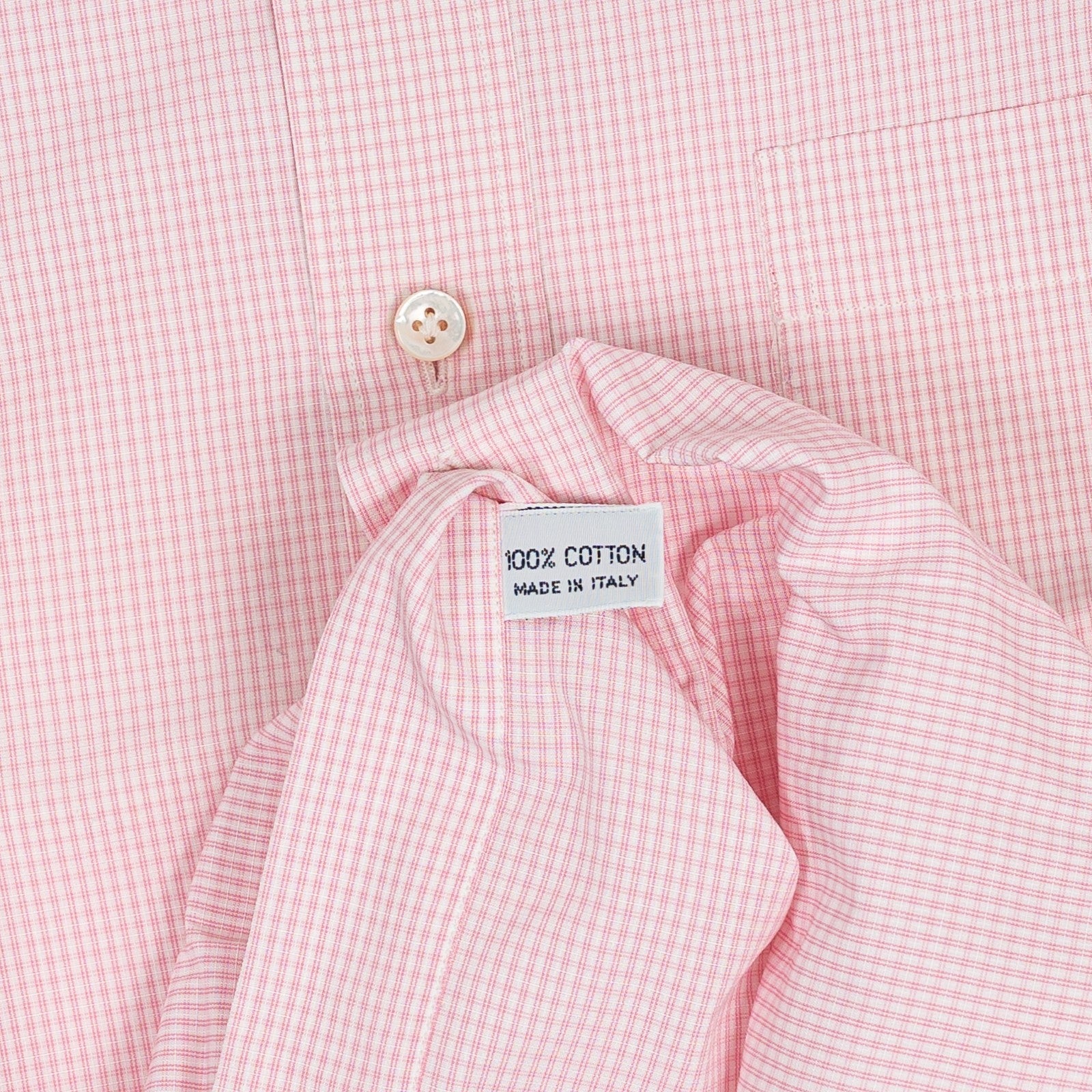 520$ RUBINACCI NAPOLI Pink Pocket Shirt Hand-Sewn Cotton Classic Fit  17 - 43 3W