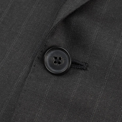 $6850 ISAIA NAPOLI "Gregorio" Dark Gray Suit Hand-Sewn Fine Wool Striped