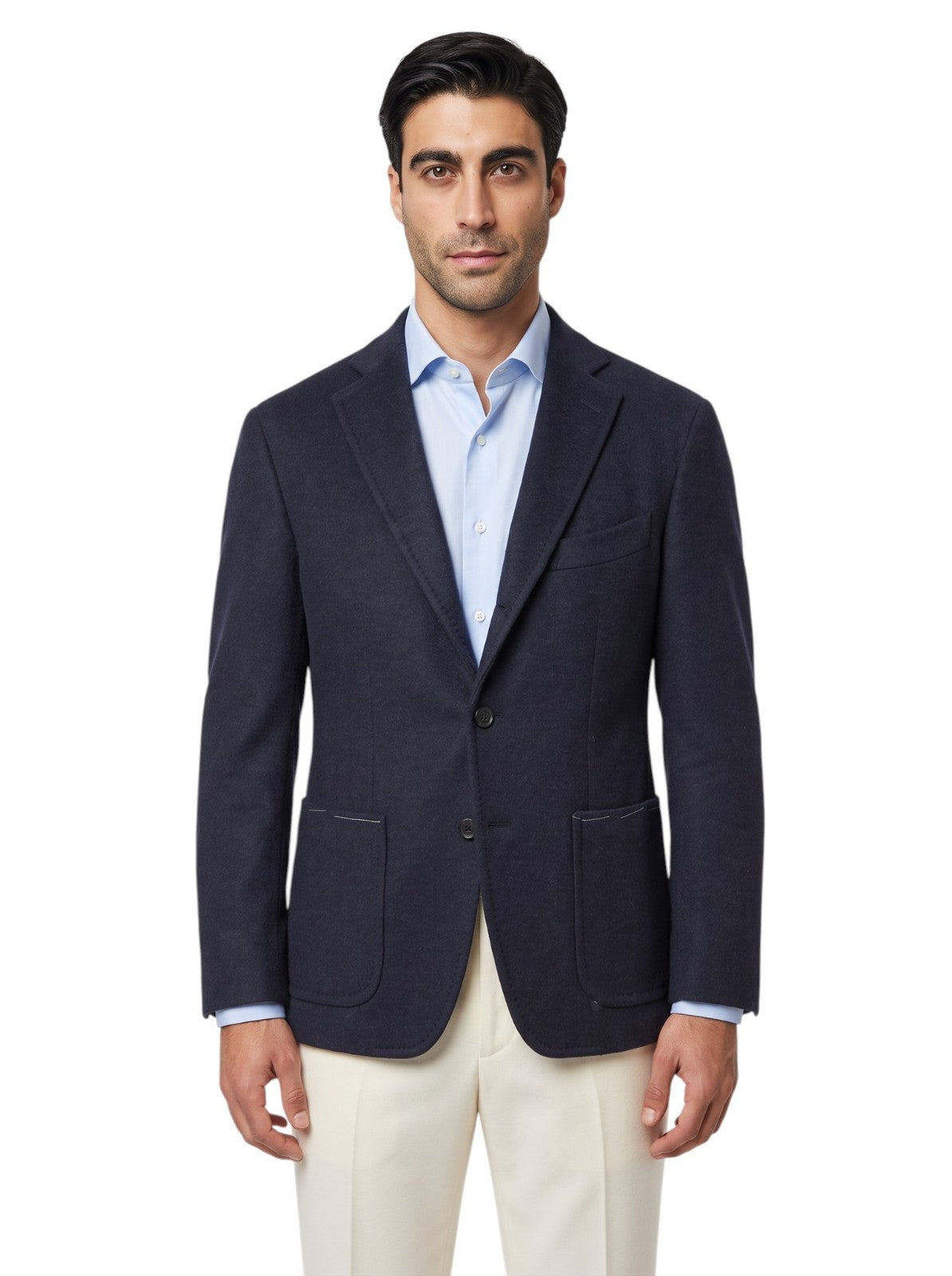 $2350 RUBINACCI NAPOLI Blue 3/2 Roll Jacket Sport Coat Wool Cashmere 36 US 46 IT